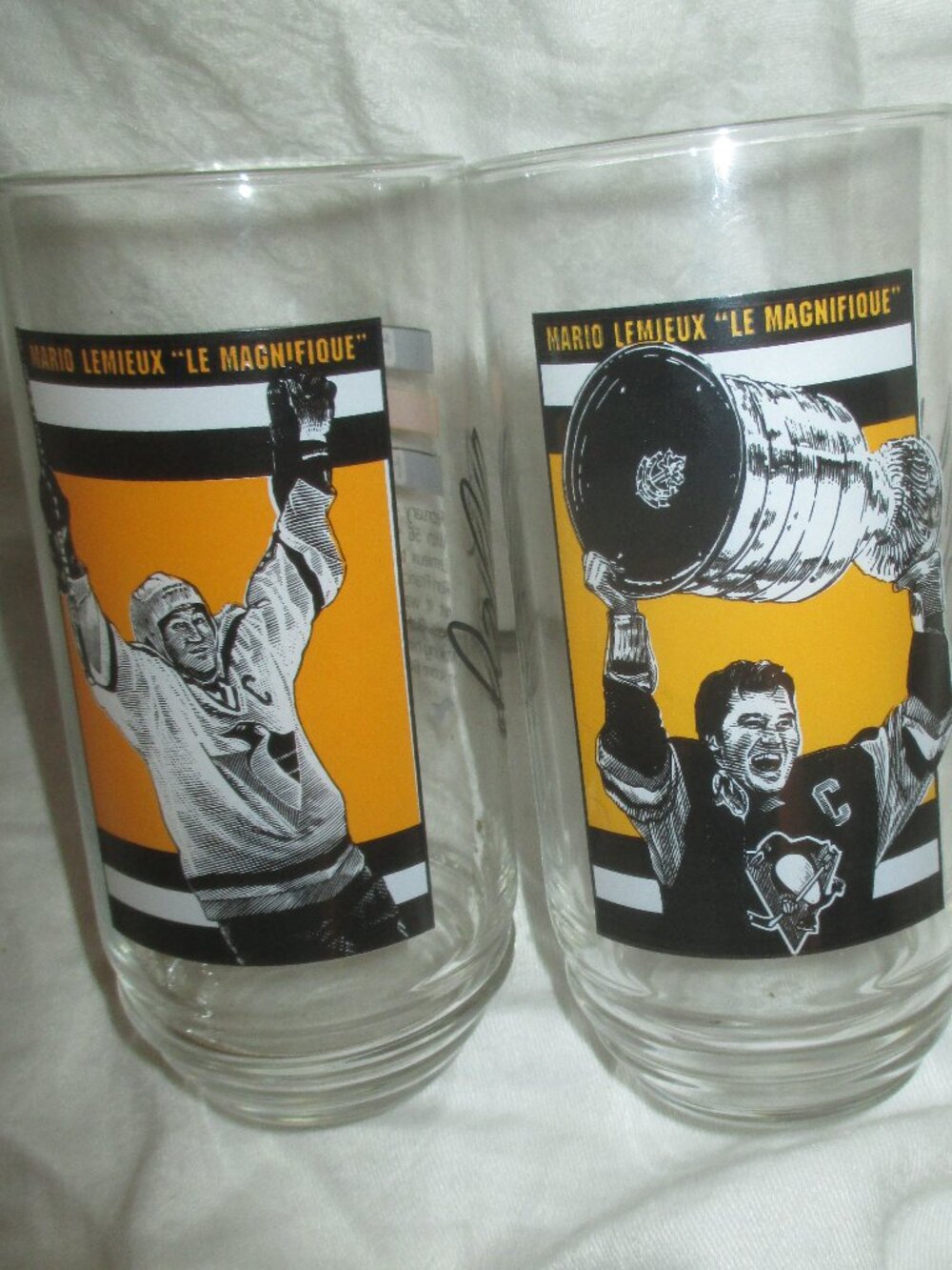 Pittsburgh Penguins Mario Lemieux Set Of Two Glasses From Eat ‘n Park 1998